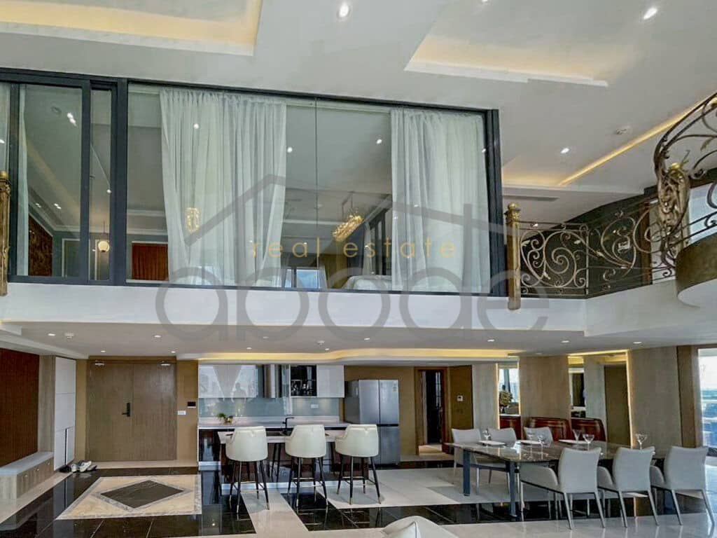 Grand corner penthouse apartment city views central Phnom Penh for rent