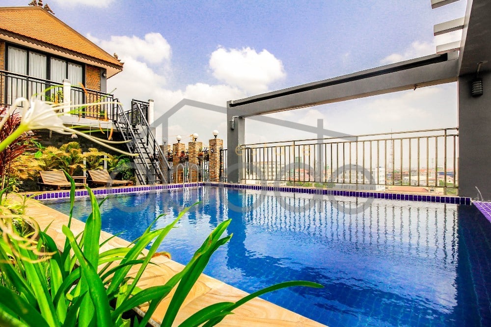 Stunning 2-bedroom serviced apartment swimming pool for rent Tuol Kork